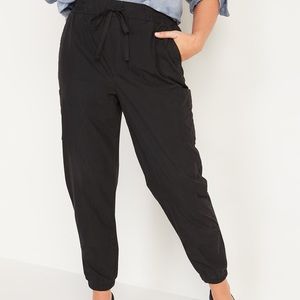 High-waisted Poplin Tapered Jogger Cargo Pants